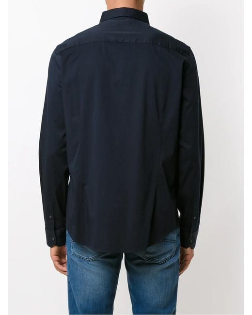 ARMANI EXCHANGE Blue Concealed Front Shirt for men