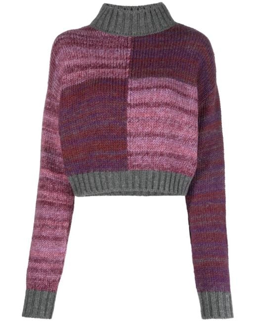 D'Estree Purple Damien Mélange-Effect Knitted Jumper