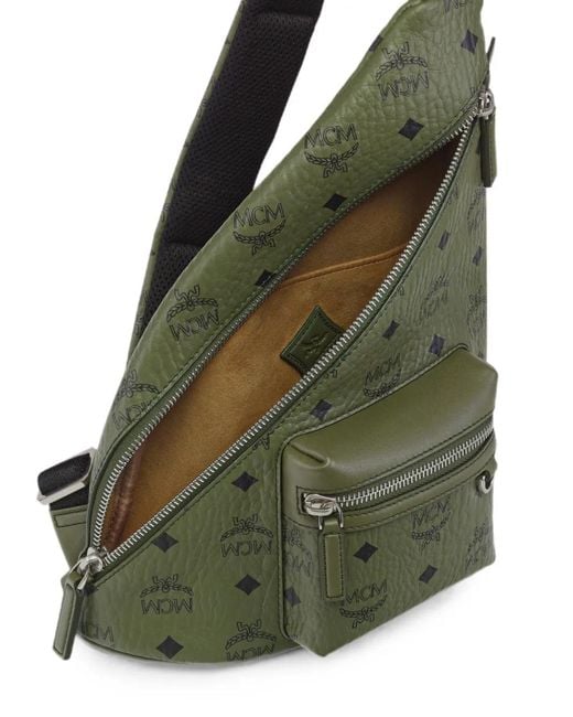 MCM Green Aren Visetos Sling Bag for men