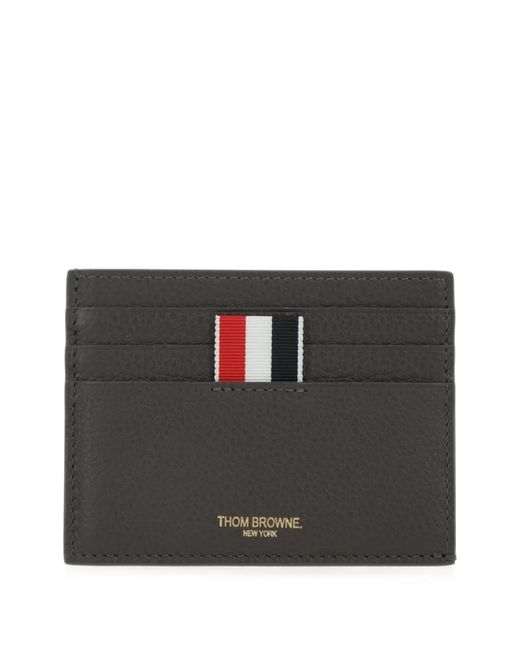 Thom Browne Black Grained Leather Card Holder for men