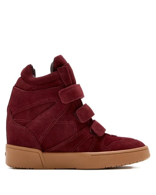 SCHUTZ SHOES Red Suede Wedge Sneakers