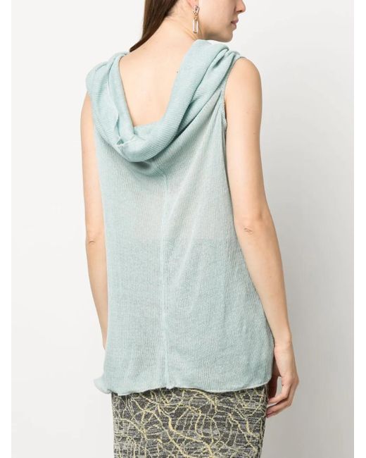 VITELLI Blue Draped-Design Sleeveless Top