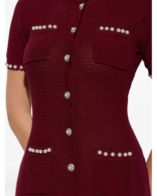 Self-Portrait Red Perforated Dress