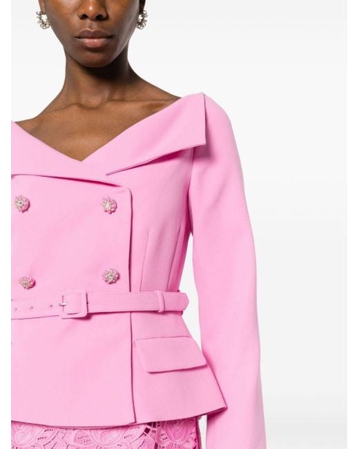 Self-Portrait Pink Faux-jacket Midi Dress