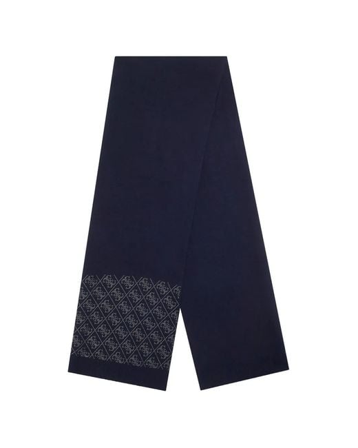 Guess Blue Rhinestone-Embellished Geometric-Pattern Scarf