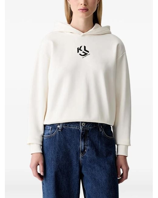 Karl Lagerfeld White Logo-Print Hoodie