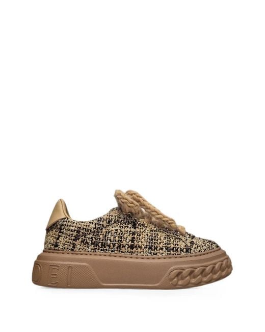 Casadei Brown Off Road Tweed Chunky-Sole Sneakers
