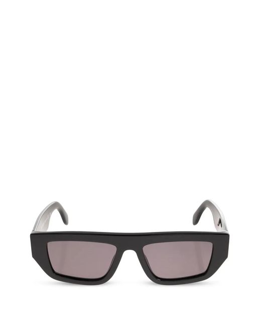 Palm Angels Gray Logo-Plaque Rectangle-Frame Sunglasses