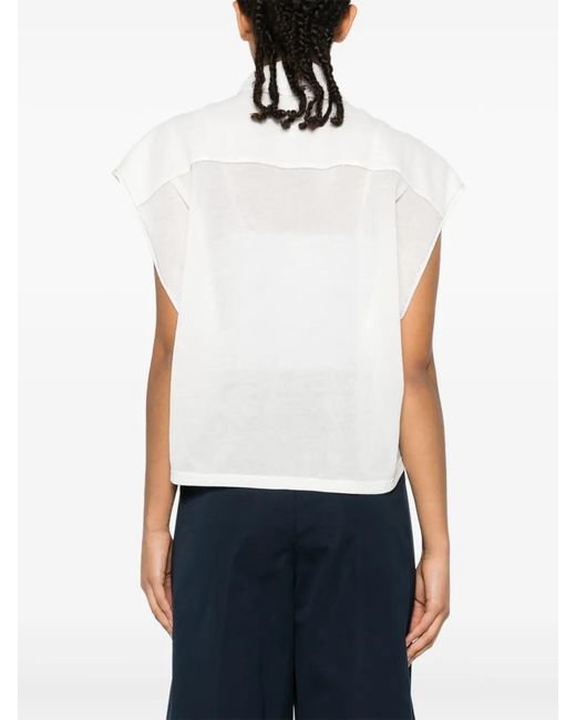 Fabiana Filippi White Fine-Knit Sleeveless Shirt