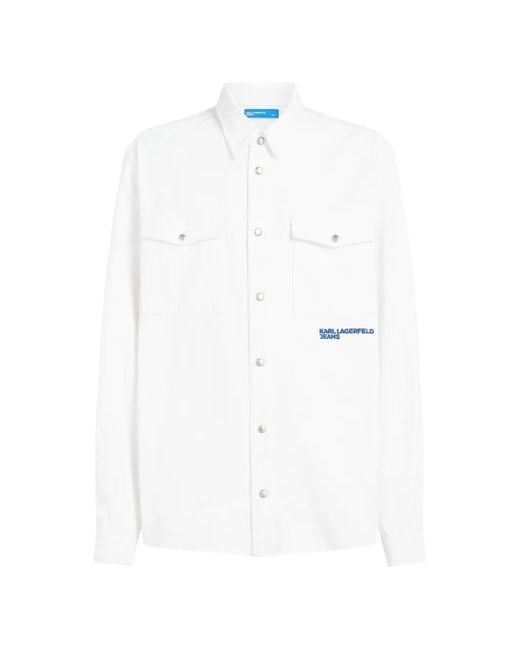 Karl Lagerfeld White Graphic-Print Shirt for men