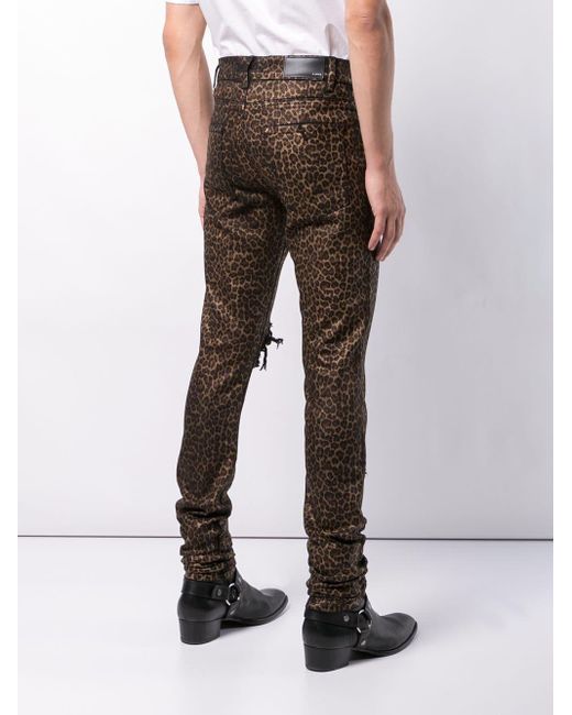 Amiri Broken Leopard Print Jeans in Black for Men Lyst