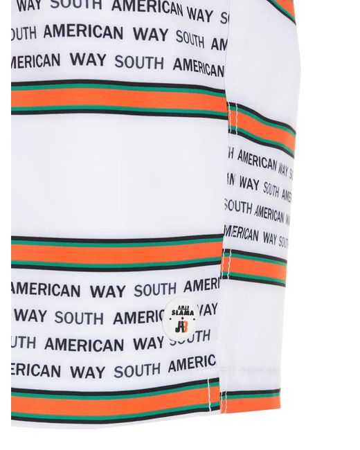 Amir Slama Multicolor Striped Slogan-Print Swim Shorts for men