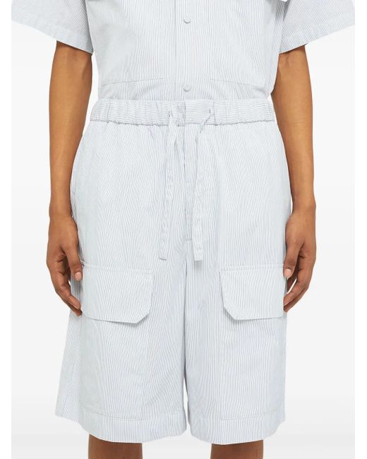 Jil Sander Blue Striped Knee-Length Bermuda Shorts for men