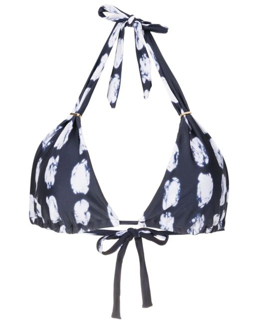 Top Bikini A Triangolo Con Stampa Geometrica di Lenny Niemeyer in Blue