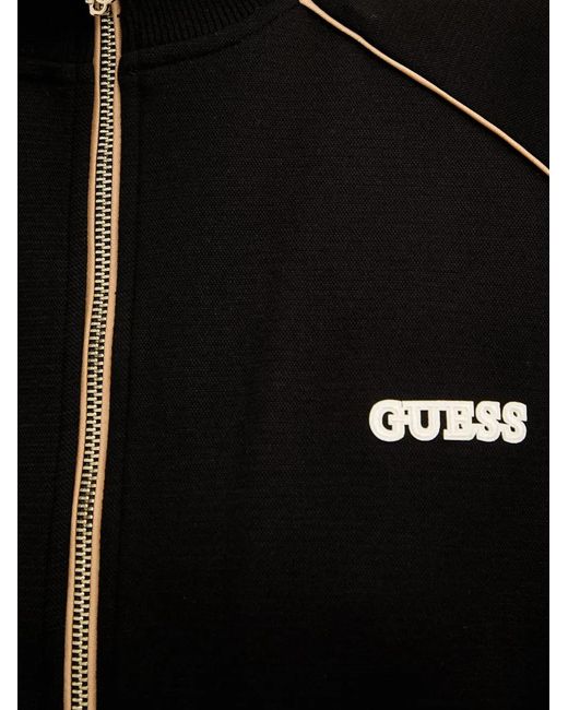 Guess Black Logo-Patch Zip-Up Track Jacket