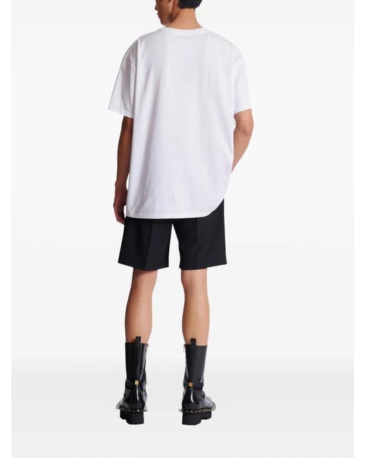 Balmain White Printed T-Shirt for men