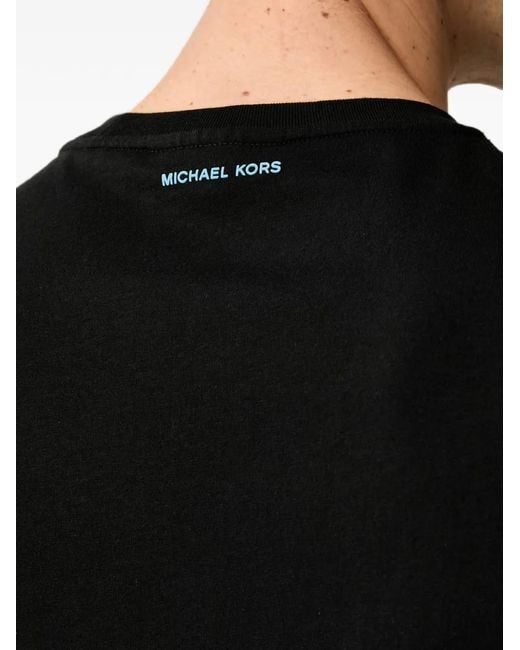 Michael Kors Black T-Shirt En Jersey De Coton À Logo Imprimé for men