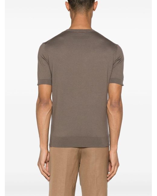 Camiseta con ribete de canalé Zegna de hombre de color Brown