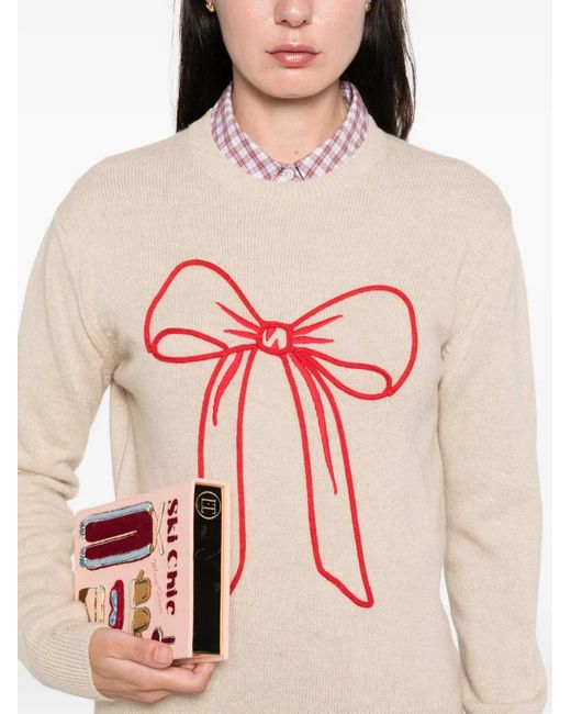 Mc2 Saint Barth White New Queen Bow-Detail Sweater