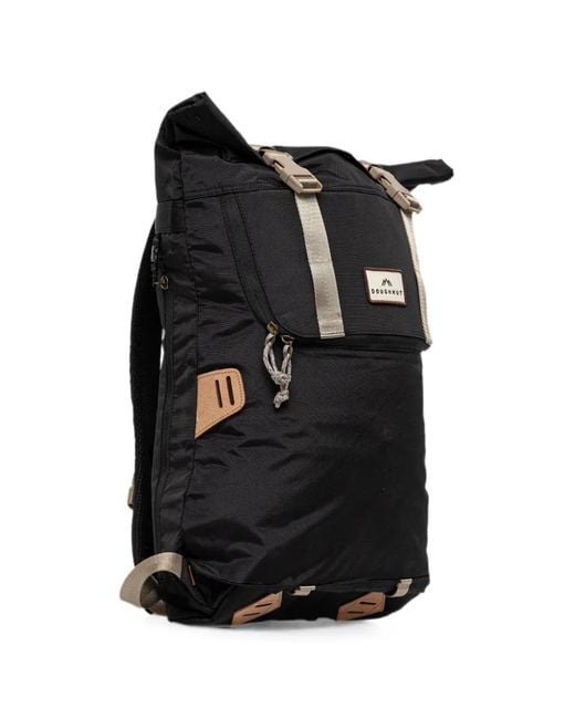 Doughnut Black Logo-Patch Buckle-Fastening Backpack