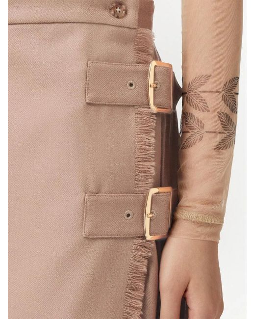 Burberry Natural Pleated Panelled Kilt