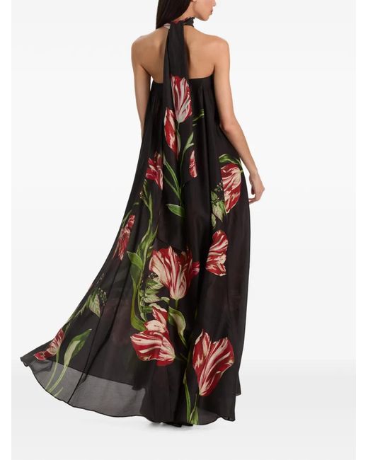 Alice + Olivia White Marciela Floral-Print Maxi Dress
