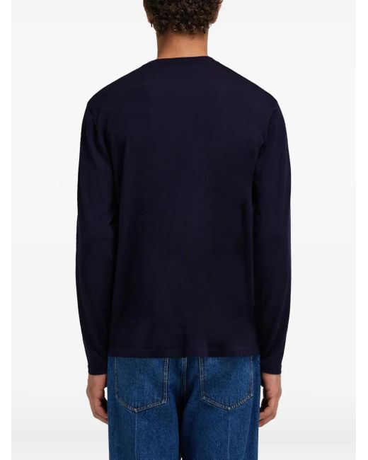 Ferragamo Blue Pull Côtelé À Encolure Ras Du Cou for men