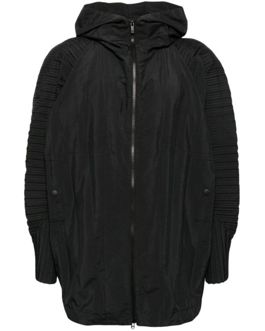 Homme Plissé Issey Miyake Black Cascade Pleated Hooded Jacket for men