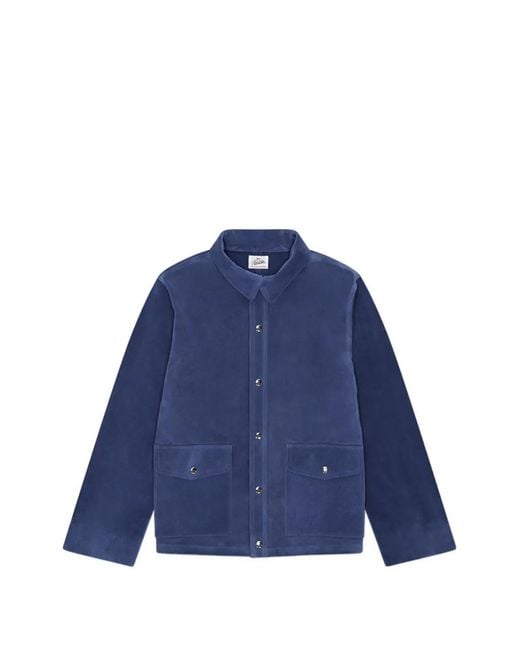 Fortela Blue Patch Pocket Leather Jacket for men