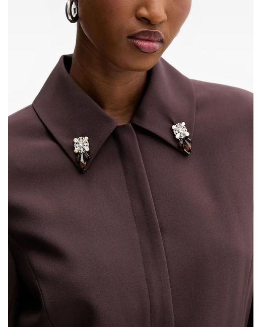 Silvian Heach Brown Embellished-Collar Jacket