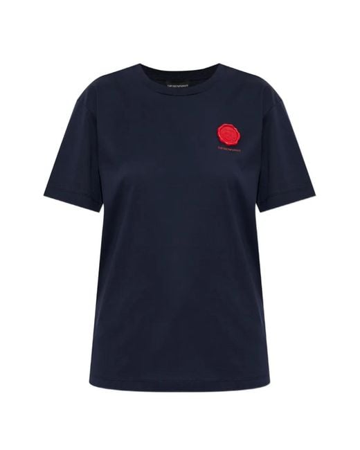 Emporio Armani Blue Mercerized Jersey T-Shirt Valentine's Day Capsule
