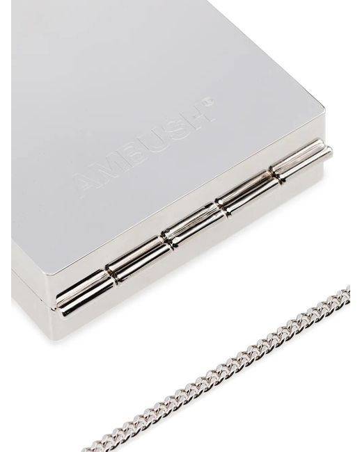 Ambush White Silver Tone Card Case Necklace for men