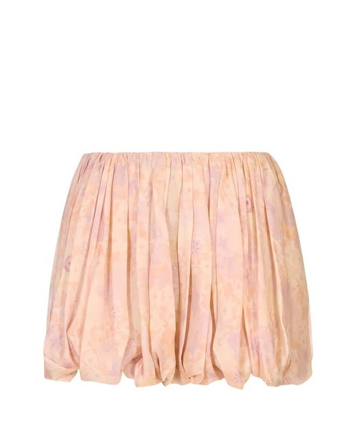 Chloé Pink Floral-Print Bubble Mini Shorts