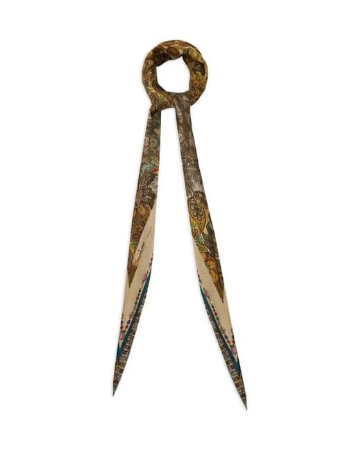 Pierre Louis Mascia Natural Aloeuw Floral Paisley Silk Scarf
