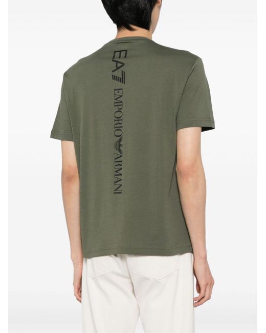 Camiseta con logo estampado EA7 de hombre de color Green