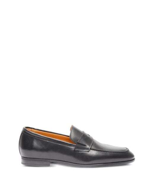 Testoni Gray Penny-Slot Leather Loafers for men