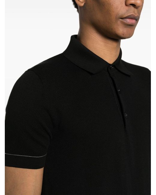 Brioni Black Piqué Cotton Polo Shirt for men