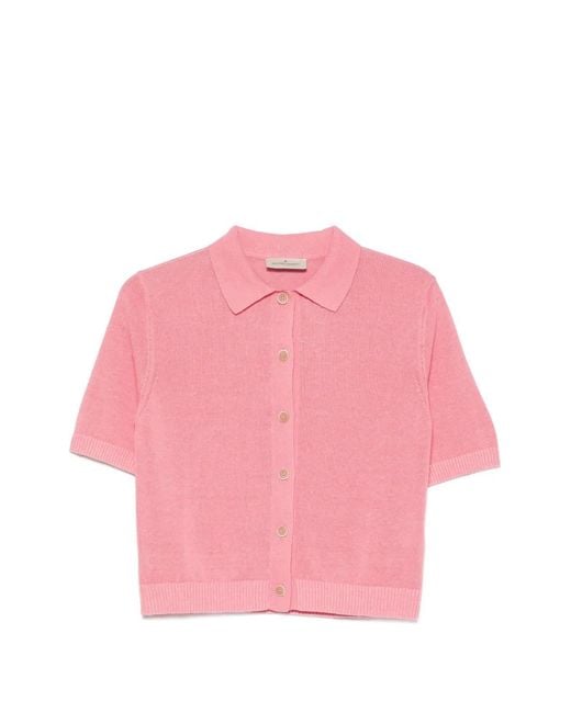 Bruno Manetti Pink Short-Sleeve Button-Up Cardigan