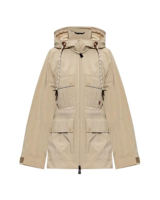 Moncler Natural Veste Zippée Lerozel À Capuche Et Poches Multiples