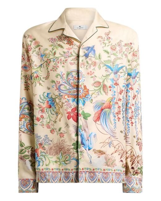 Etro Multicolor Twill Bowling Shirt for men