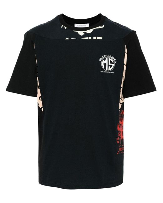 MARINE SERRE Black Regenerated Patchwork T-shirt for men