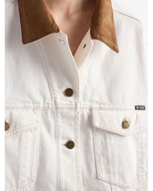 Prada White Old Denim Blouson Jacket