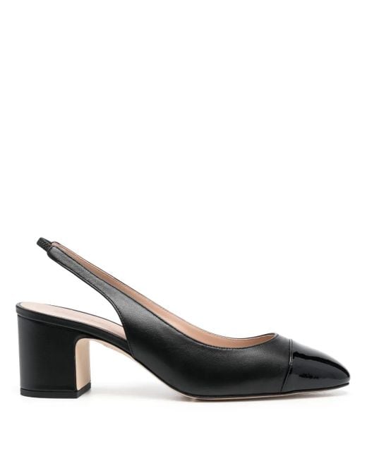 Scarosso Black 65Mm Leather Slingback Pumps