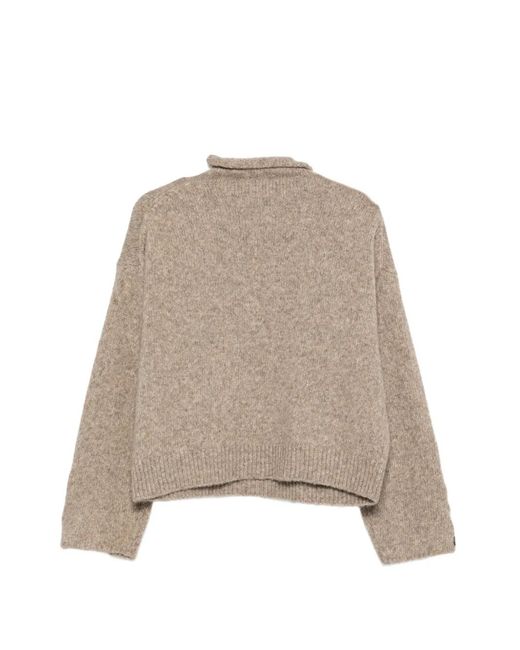 Alysi Natural Button-Cuff Turtleneck Sweater