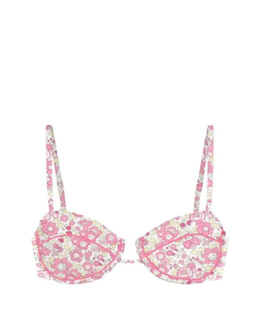 Mc2 Saint Barth Pink Salina Floral-Print Bikini Top