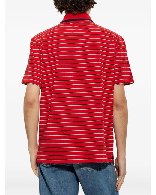 McQueen Red Striped Cotton Polo Shirt for men