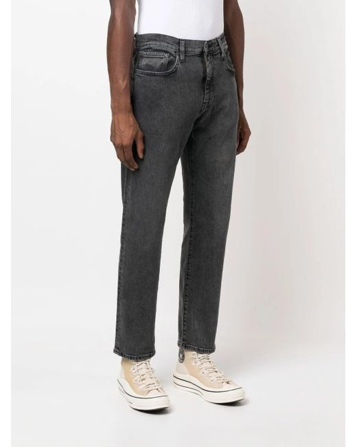 Levi's Gray Logo-Patch Straight-Leg Jeans for men