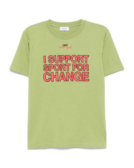 Off-White c/o Virgil Abloh Green X Ac Milan Nyc Slogan T-Shirt for men