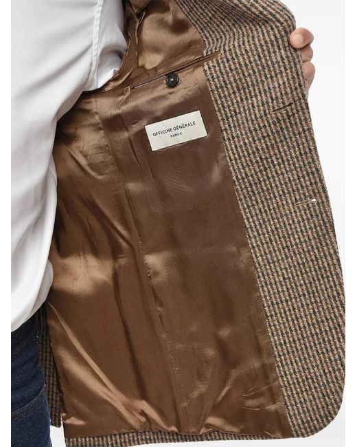 Officine Generale Natural Checked Wool Blazer for men