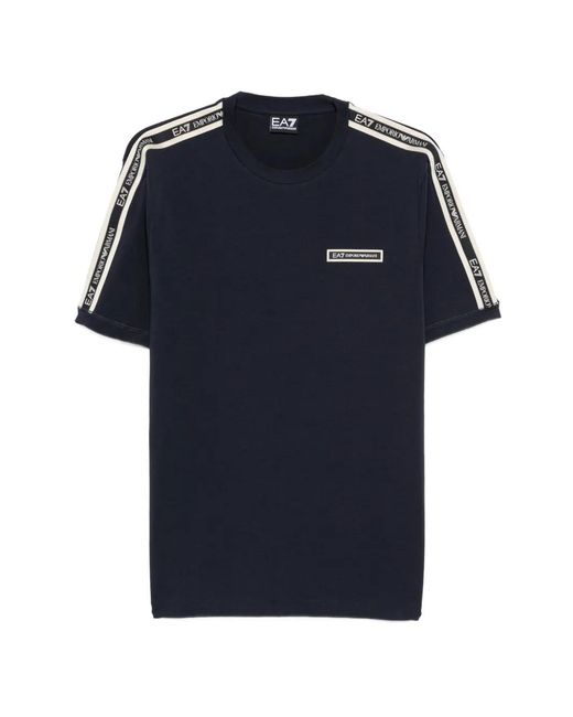 EA7 Blue Logo Series Tape-Detail T-Shirt for men